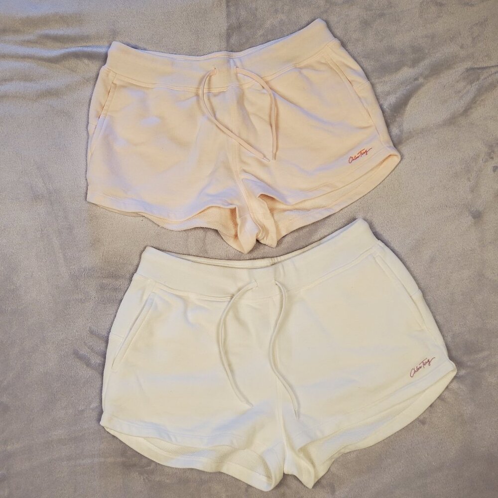 Two Pairs Chloe Ting Athleisure Shorts in Peach and Cream, size S